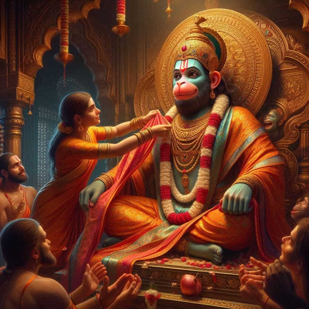 A devotee offering Chola to Hanumanji
