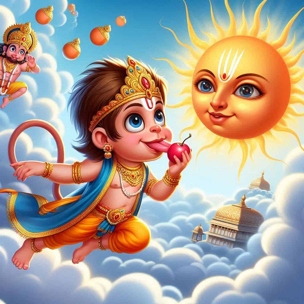 Baby hanuman going towards sun