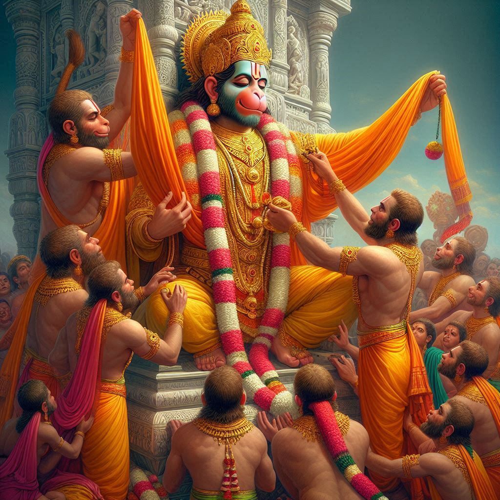 Devotees offering Chola to Hanumanji