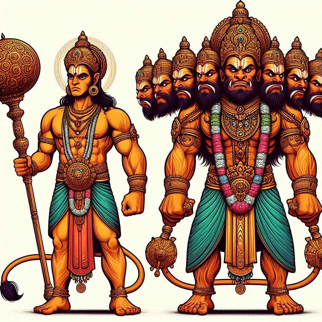 Lord Hanuman and Ravan